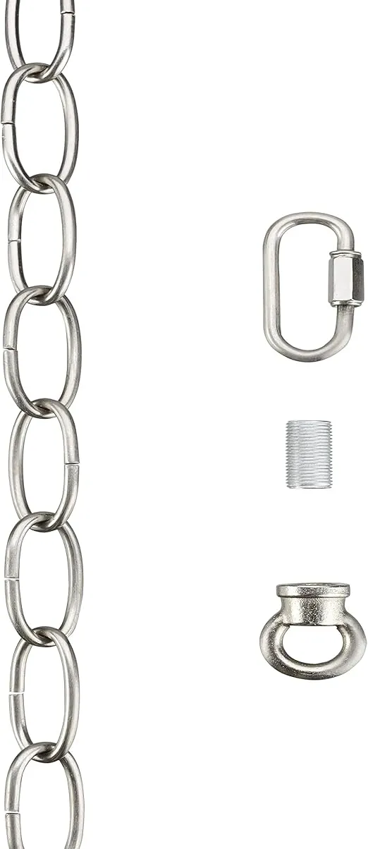 Aspen Creative 21109-31,Steel 6 Feet Heavy Duty Chain & Quick Link Connector for Hanging Up Maximum Weight 40 Pounds-Lighting Fixture/Swag Light/Plant in Brushed Nickel.11 Gauge.