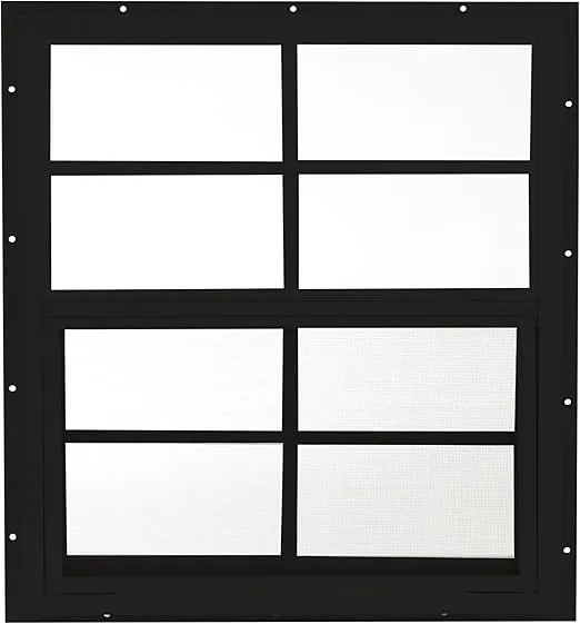 Shed Window 24" W x 27" H, J-Lap for Sheds, Playhouses, and Chicken Coops 1 PK (Black)