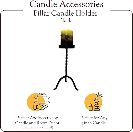 A Cheerful Giver Black Pillar Holder, 10-Inch