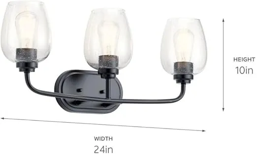 KICHLER Valserrano 24 inch 3 Light Vanity Light with Clear Seeded Glass in Brushed Nickel