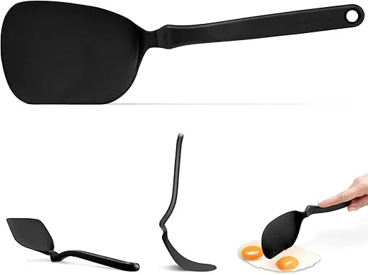 Dreamfarm Chopula Non-Stick-Safe Super-Flexible Sit-Up Spatula with Strong Flat Edge to Separate Food - 12" Black