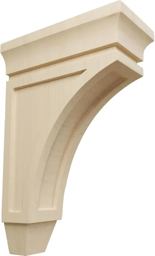 Ekena Millwork CORW03X07X10LURW Small Lucan Wood Corbels, 3 3/8"W x 6 3/4"D x 10"H, Rubberwood