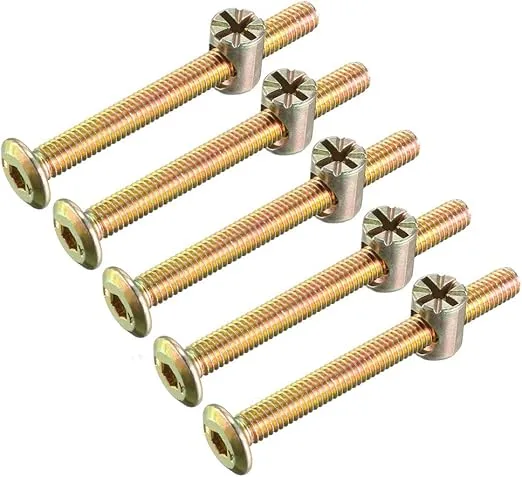 uxcell M6x60mm Furniture Bolt Nut Set Hex Socket Screw with Barrel Nuts for Beds Headboards Chairs 5 Sets