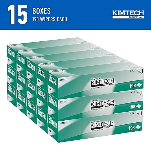 Kimtech 34133 Kimwipes Delicate Task Wipers, 1-Ply, 11 4/5 x 11 4/5, 198 Count (Pack of 15), White