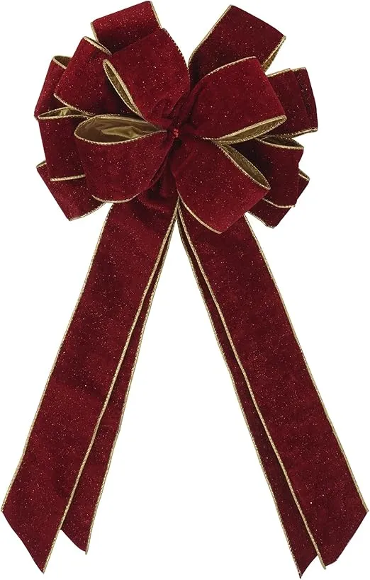 Celebrate It 20.5" Burgundy Velvet Tree Topper Bow Christmas Tree Topper