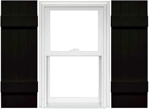 Mid America Board and Batten 14" 4 Board Joined Vinyl Standard Shutter (1 Pair) - 14 x 35 002 Black