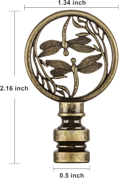 2 Packs Lamp Finial Cap Knob, Dragonfly Design Lamp Decoration for Lamp Shade, Antique Brass, 1-3/8 Inches