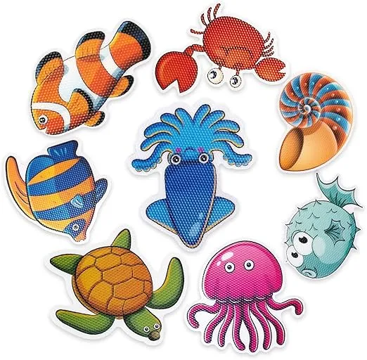 20 PCS Large Bathtub Non Slip Stickers, Cute Sea Creature Anti Slip Shower Stickers, Kids' Gift, Kids' Bathroom Decor for Bathtubs, Showers, and Other Slippery Surfaces (with Scraper)