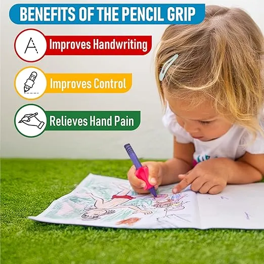 The Pencil Grip Neon Pencil Grippers 6 Pcs, Pencil Grips for Kids Handwriting, Ergonomic Pen Grip for Righties & Lefties, Pencil Holder for Kids, Toddlers, Adults, Writing Tool with Finger Cushion
