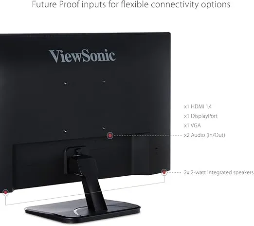 ViewSonic VA2256-MHD 22 Inch IPS 1080p Monitor with FreeSync, HDMI, DisplayPort and VGA Inputs for Home and Office