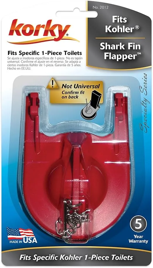 Korky 2012BP Shark Fin Toilet Repairs-Replaces Kohler Parts 84138, 84314, 85655 and 89825-Made in USA, 1 Count (Pack of 1), Red