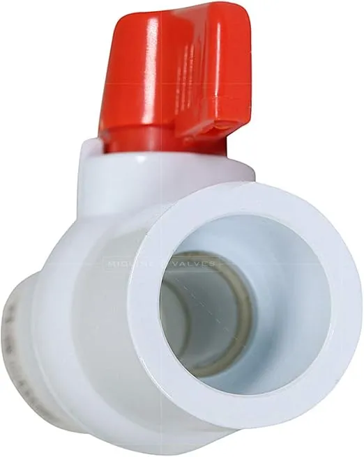 Midline Valve PVC Ball Valve Red T-Handle Water Shut-Off 2 in. Solvent Connections White Plastic (482T200)