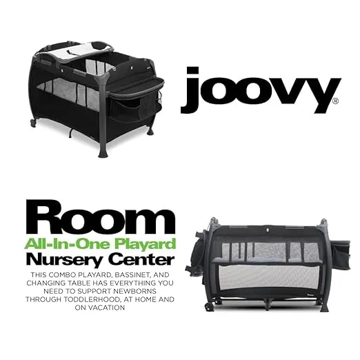 Joovy Room-Playard, Nursery Center, Bassinet, Changing-Table, Black