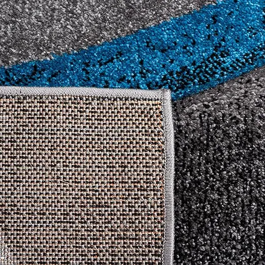 SAFAVIEH Hollywood Collection Runner Rug - 2'3" x 8', Grey & Turquoise, Mid-Century Modern Design, Non-Shedding & Easy Care, Ideal for High Traffic Areas in Living Room, Bedroom (HLW766M)