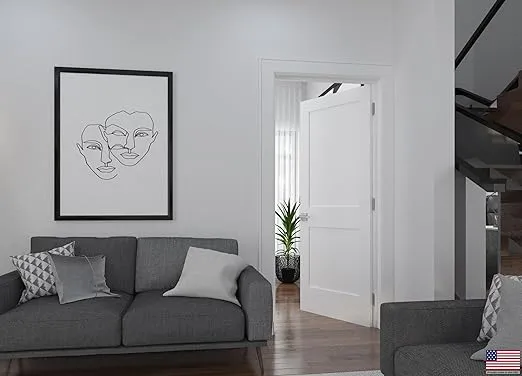 24 in. x 80 in. Left-Handed Solid Core Pre-Hung Interior Door White Primed Smooth Double Panel with Satin Nickel Hinges