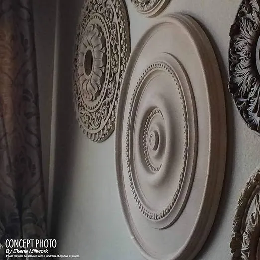 Ekena Millwork CM18RL Riley Ceiling Medallion, 18"OD x 3 1/2"ID x 1 1/2"P, Primed