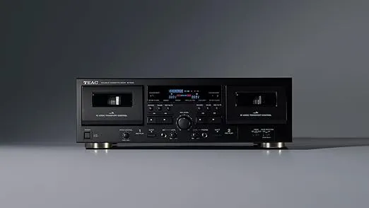 TEAC W-1200B Dual Cassette Deck with Recorder with USB Pitch Control Karaoke-Mic-in and Remote