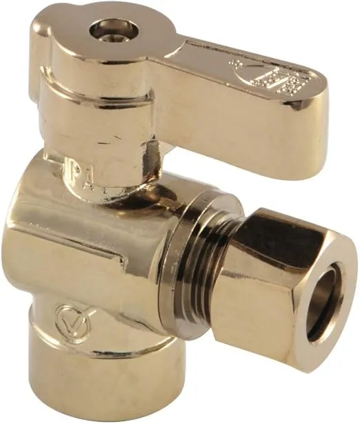 Kingston Brass KF4320PB Baseline 1/2" Sweat x 3/8" OD Comp Angle Stop Valve, Polished Brass
