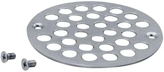 Westbrass D3192-26 4" OD Brass Shower Strainer Grid Drain Cover, 1-Pack, Polished Chrome