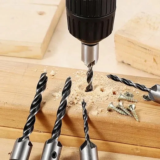 Countersink Drill Bits Set, 7-Pack High Carbon Steel Countersink Drill Bits for Wood, Woodworking Carpentry Reamer with 1 Free Hex Key Wrench