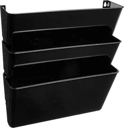 Officemate Wall File, Letter Size with Hanger Set, Black, Comes in 3 Pack (21445)