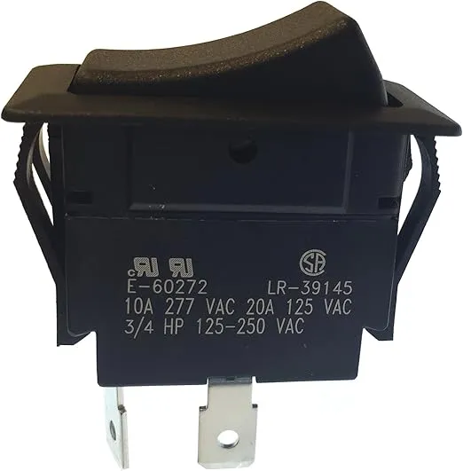 Gardner Bender GSW-45 Heavy-Duty Electrical Rocker Switch, SPST, ON-OFF, 20 A/125V AC, Spade Terminal,Black