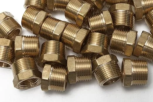LTWFITTING Brass Pipe Hex Bushing Reducer Fittings 3/4 Inch Male x 1/2 Inch Female NPT(Pack of 25)
