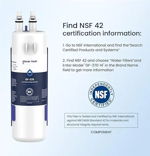 GLACIER FRESH Refrigerator Water Filter Compatible with W10295370A, EDR1RXD1, WHR1RXD1, KAD1RXD1, Filter 1, W10295370, P4RFWB, P8RFWB2L, 46-9930, 46-9081 Refrigerator Water Filter 3 Pack