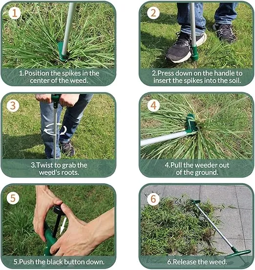Walensee Weed Puller, Stand Up Weeder Hand Tool, Long Handle Garden Weeding tool with 3 Claws, Hand Weed Hound Weed Puller for Dandelion, Standup Weed Root Pulling Tool and Picker, Grabber (1 pack)