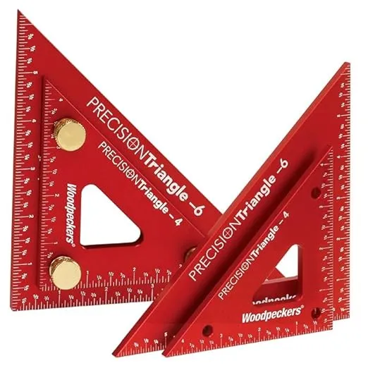 Woodpeckers Woodworking Triangle, 4 & 6 Inch Set, Aluminum Precision Carpenter Triangle Square Ruler Tool, Laser Engraved Scales, Lays Flat, Made in USA