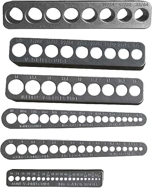 Big Gator Drill Set - 6 pc set - Big Gator Tools V-DrillGuides