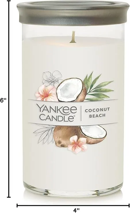 Yankee Candle Coconut Beach Signature Medium Pillar Candle, White, 14.25oz