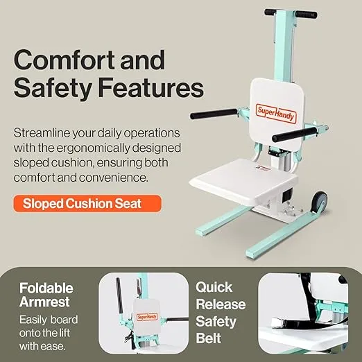 SuperHandy GoRise FC Electric Floor to Chair Lift for Seniors and People with Disabilities - 400 Lbs Capacity, Seating Transfer Assistance, Magnetic Remote [Patent Pending]