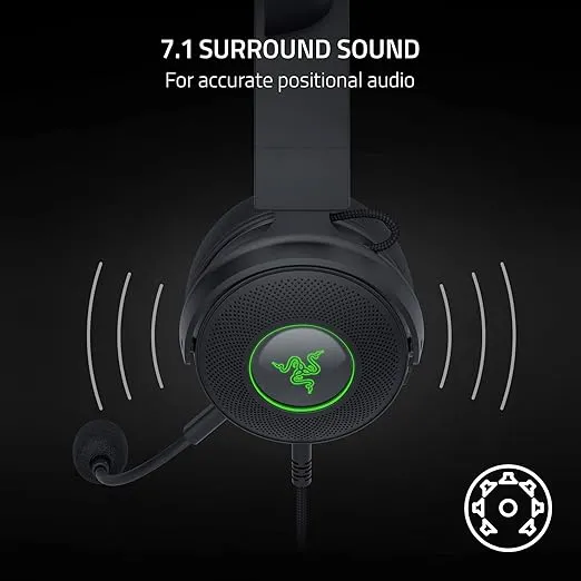 Razer Kraken Kitty V2 Pro Wired RGB Headset: Interchangeable Ears (Kitty, Bear, Bunny) - Stream Reactive Lighting - Detachable HyperClear Cardioid Mic - 50mm Drivers - 7.1 Surround Sound - Black