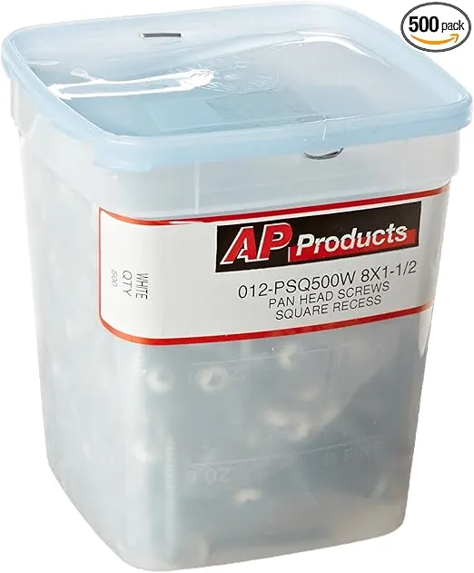 AP Products 012-PSQ500W White 1-1/2" Square Pan Head Screw, (Pack of 500)