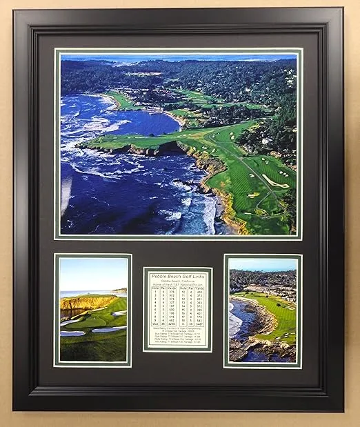 Pebble Beach Golf Course- The U.S. Open Collectible | Framed Photo Collage Wall Art Decor - 18"x22" | Legends Never Die