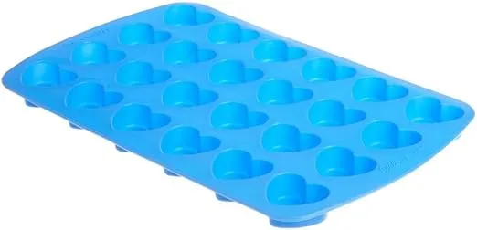 Wilton Easy-Flex Heart-Shaped Silicone Mold, 24-Cavity, Blue, for Ice Cubes, Gelatin, Baking and Candy, 13 x 10.5 in. (33 x 26.7 cm), Blue