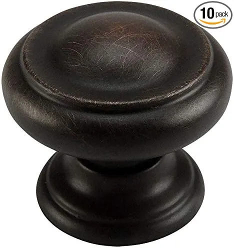 10 Pack - Cosmas 3317ORB Oil Rubbed Bronze Cabinet Hardware Round Knob - 1-3/16" Diameter