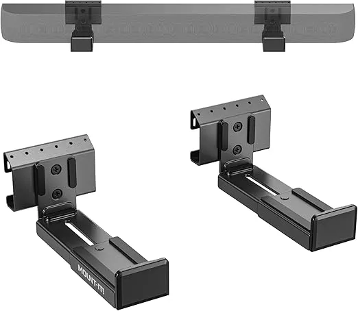 Mount-It! No Stud Sound Bar Wall Mount, Studless Soundbar Mounting Brackets for Drywall, Adjustable Depth Works with All Soundbars up to 6.1 inch Depth