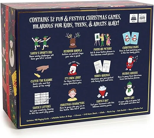 12 Games of Christmas - 12 Hilarious Holiday Games [Family Party Games Pack for Kids, Teens & Adults] - by Beat That! Game