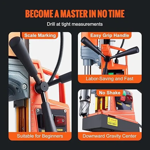 VEVOR Mag Drill Press, 1300W 1.57" Boring Diameter, 2922lbf Power Portable Magnetic Drill, 810 PRM, Electric Drilling Machine for Metal Surface, Industrial and Home Improvement