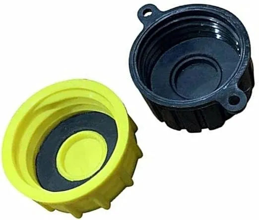 KP KOOL PRODUCTS Gas Can Cap - Solid Base gas can cap replacement (1-Coarse and 1-Fine Thread) - Fits most 1/2/3/5 gallon gas can - caps are 1-3/4".
