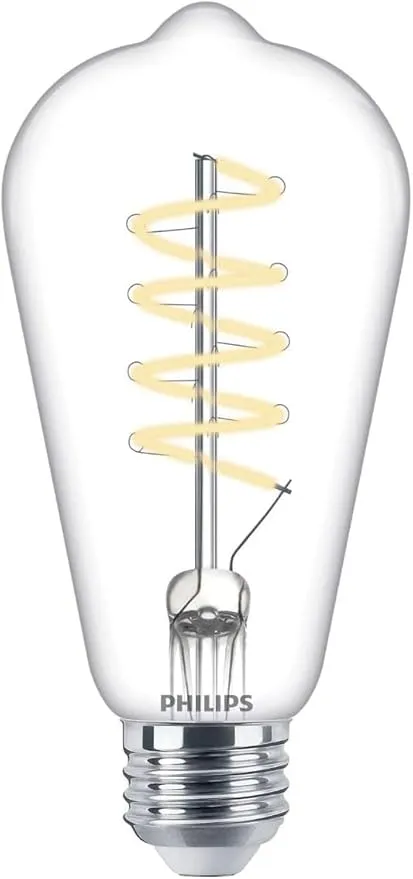 PHILIPS LED Vintage Flicker-Free Clear Spiral ST19 Dimmable, Eyecomfort Technology, 500 Lumen, Soft White(2700K), 5.5W=60W, Title 20 Certified, E26 Base, 1-Pack (565838)