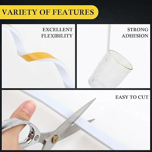 fowong Weather Stripping Door Seal White 1/2 in X 1/4 in Adhesive Door Seal Strip for Door Window Frame, Soundproof Foam Tape Roll Draft Proof High Density Insulation Strip 2 Rolls X 13 Ft Each, 26Ft