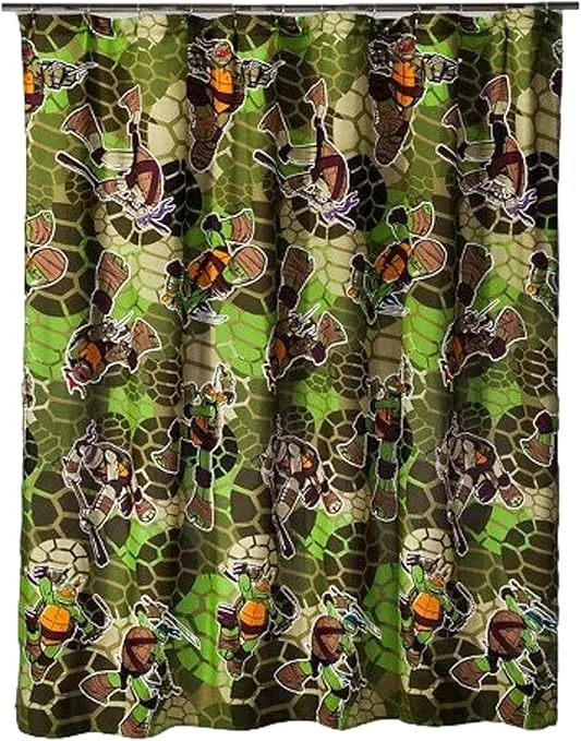 Nickelodeon Teenage Mutant Ninja Turtles Micro Fiber Shower Curtain, Camo