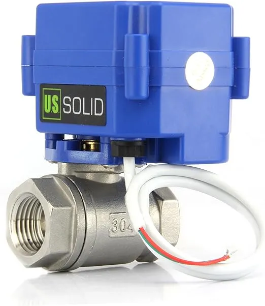 Motorized Ball Valve- 1/2" Stainless Steel Ball Valve with Full Port, 9-24V AC/DC and 2 Wire Auto Return Setup by U.S. Solid