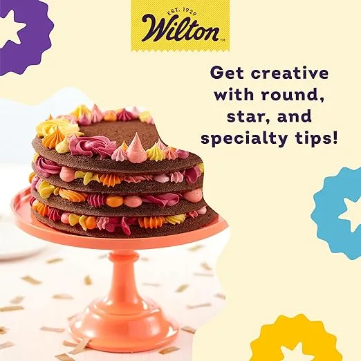 Wilton Cake Decorating Supplies Kit - Decorate Treats with Your Organized Decorating Tool Set, Disposable Pastry Bags, Stainless Steel Icing Tips and Spatula, 46-Piece