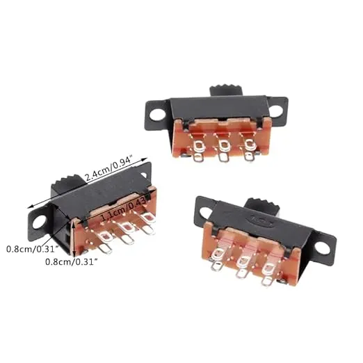 10x Mini Slide Switch 6-Pin 2-Position DPDT ON/ON Black Tiny PCB Solder Mounted