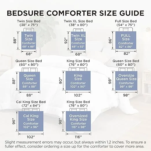 Bedsure Comforter Duvet Insert - Quilted Comforters Queen Size, All Season Duvet, Down Alternative Bedding Comforter with Tabs(Light Blue,Queen 88"x88")