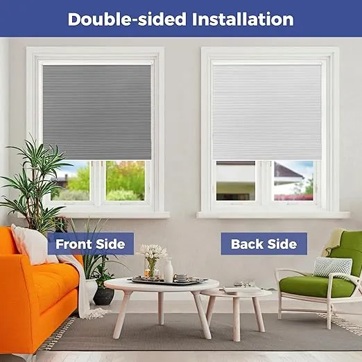 Allesin Cellular Shades Cordless Blackout Honeycomb Blinds for Indoor Windows, Thermal Insulated Window Shades Noise Reduction, Easy to Install, Perfect for Bedroom/Living Room, Grey - H64 x W35